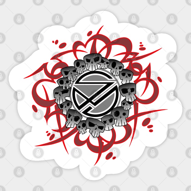 Sinister Motives scarlet and grey Sticker by Sinister Motives Designs